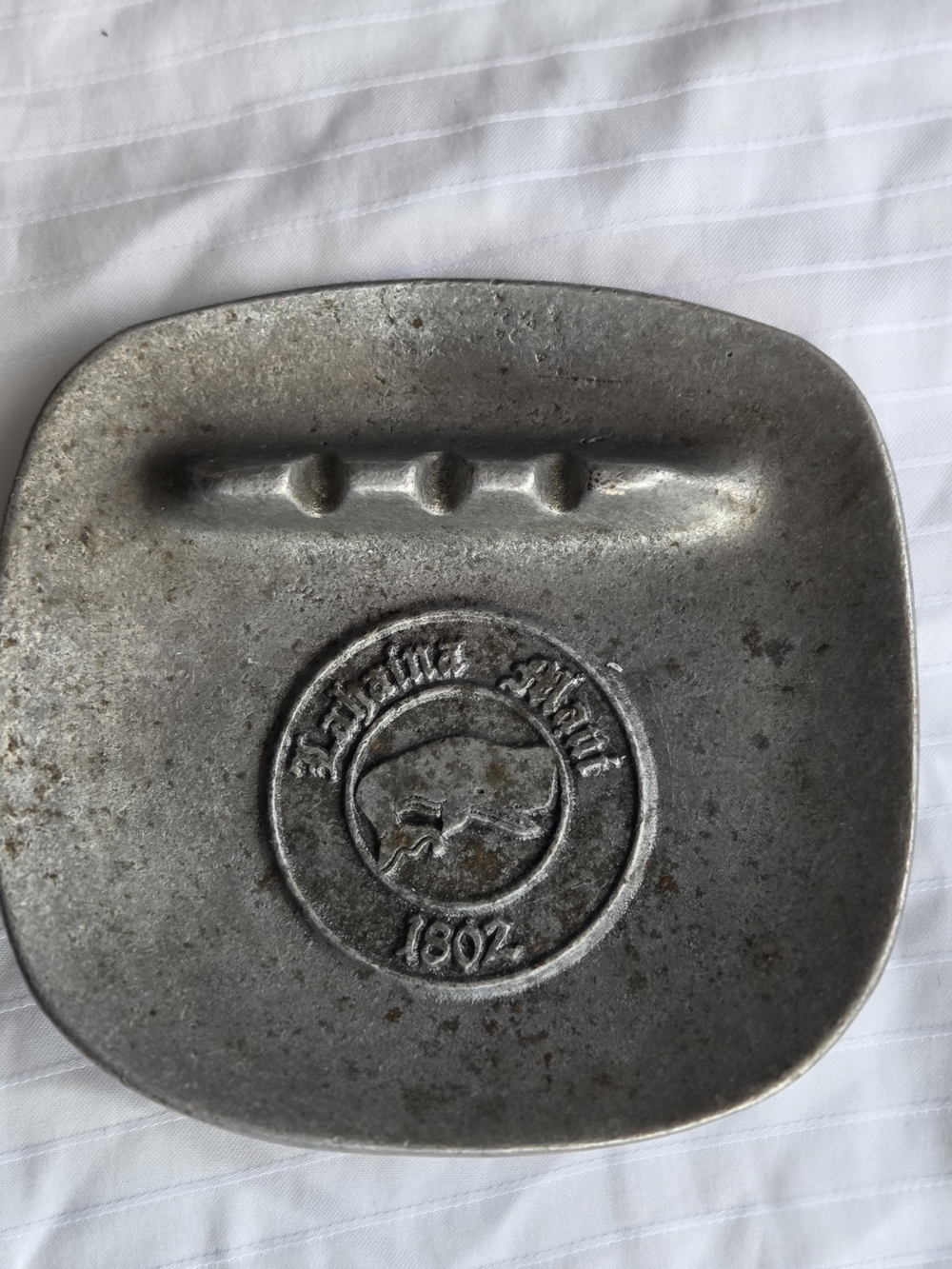 Vintage Try Pots Tavern 1802 Whale York Metalcrafters Pewter Ashtray